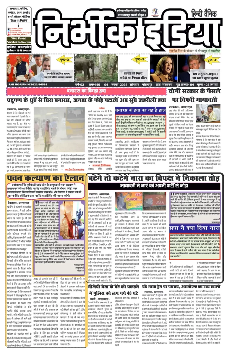 Nirbhik India Gorakhpur Newspaper