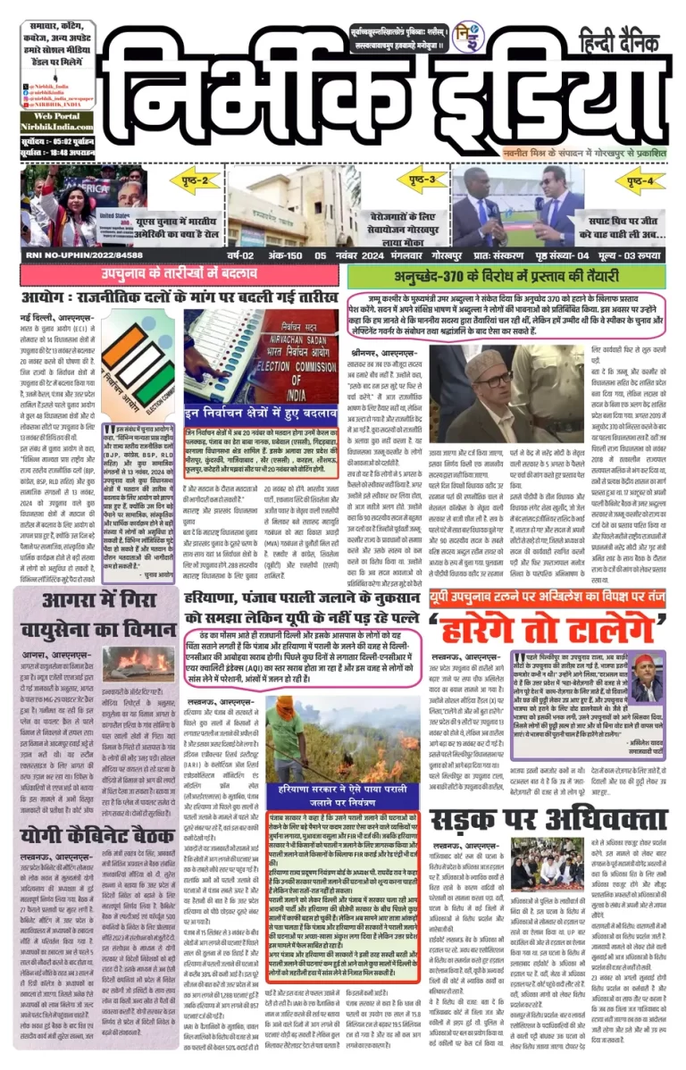 Nirbhik India Gorakhpur Newspaper