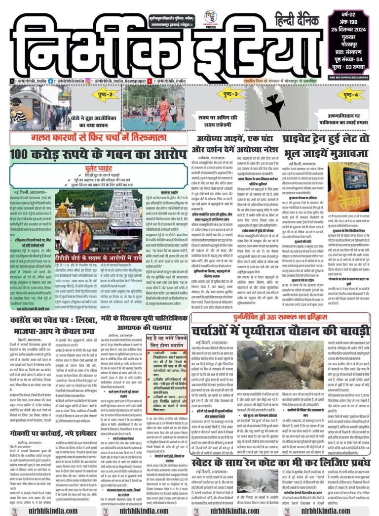 Nirbhik India Gorakhpur Newspaper