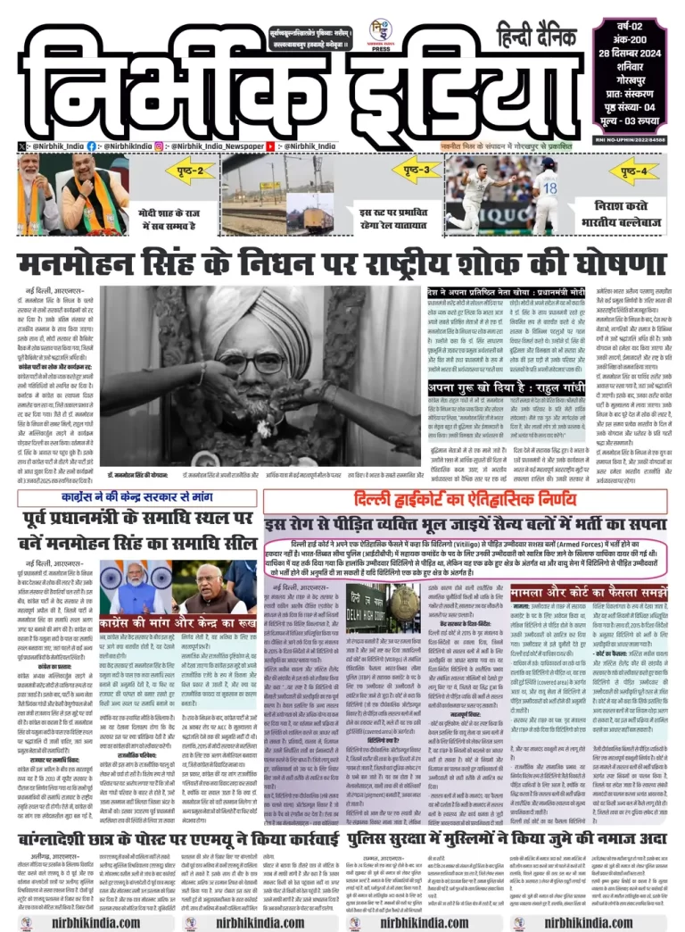 Nirbhik India Gorakhpur Newspaper