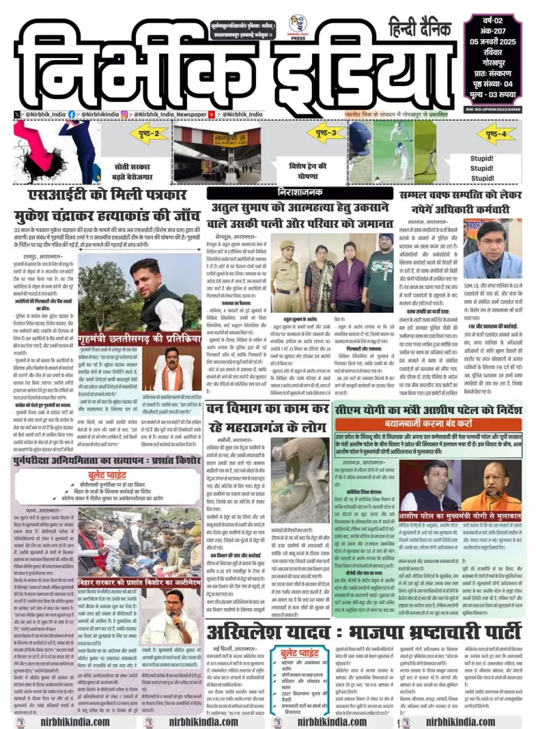 Nirbhik India Gorakhpur Newspaper