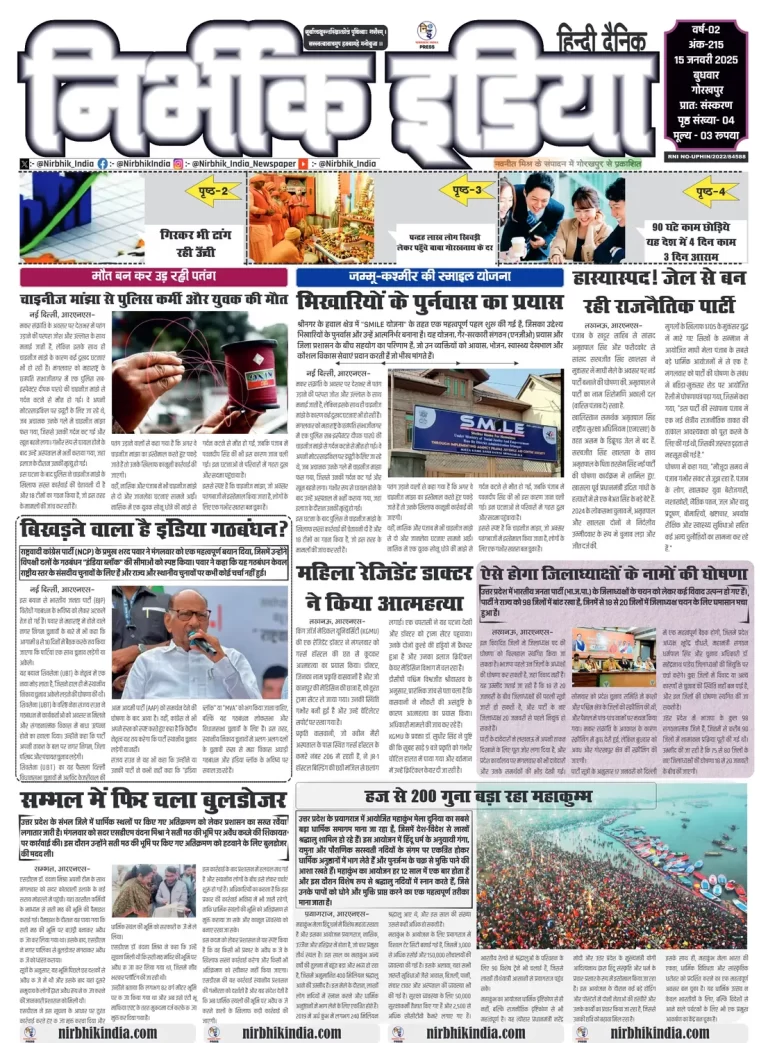 Nirbhik India Gorakhpur Newspaper
