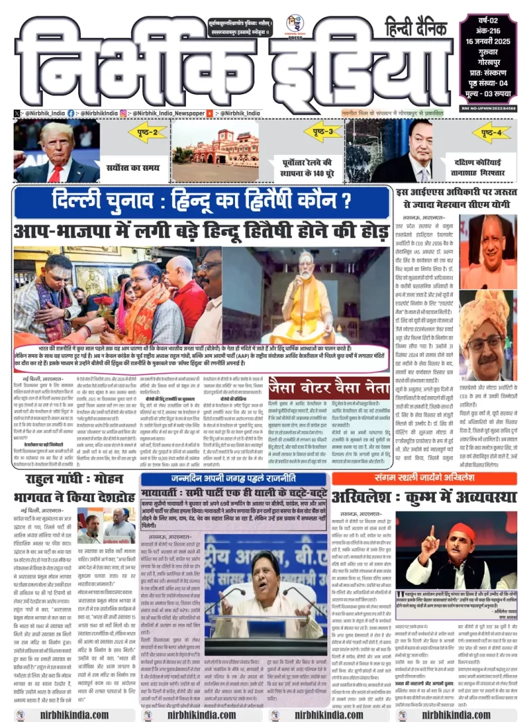 Nirbhik India Gorakhpur Newspaper