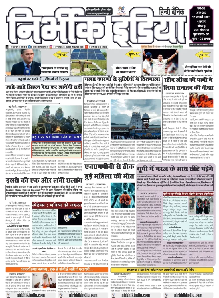 Nirbhik India Gorakhpur Newspaper