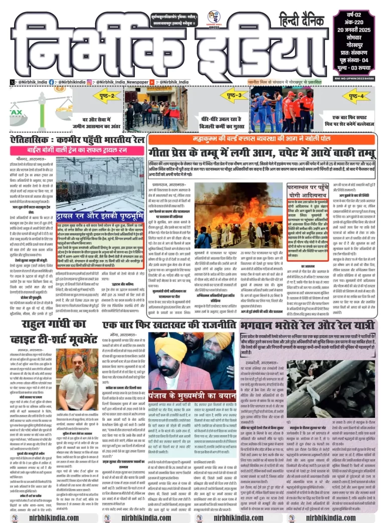 Nirbhik India Gorakhpur Newspaper
