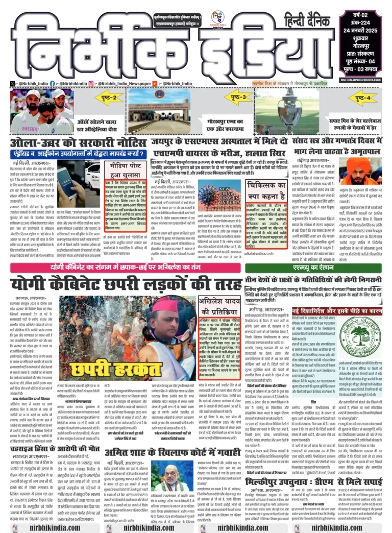 Nirbhik India Gorakhpur Newspaper