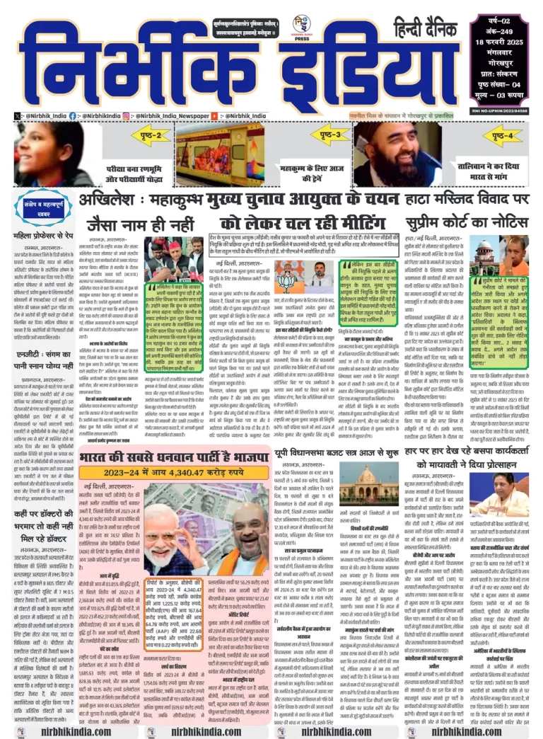 Nirbhik India Gorakhpur Newspaper