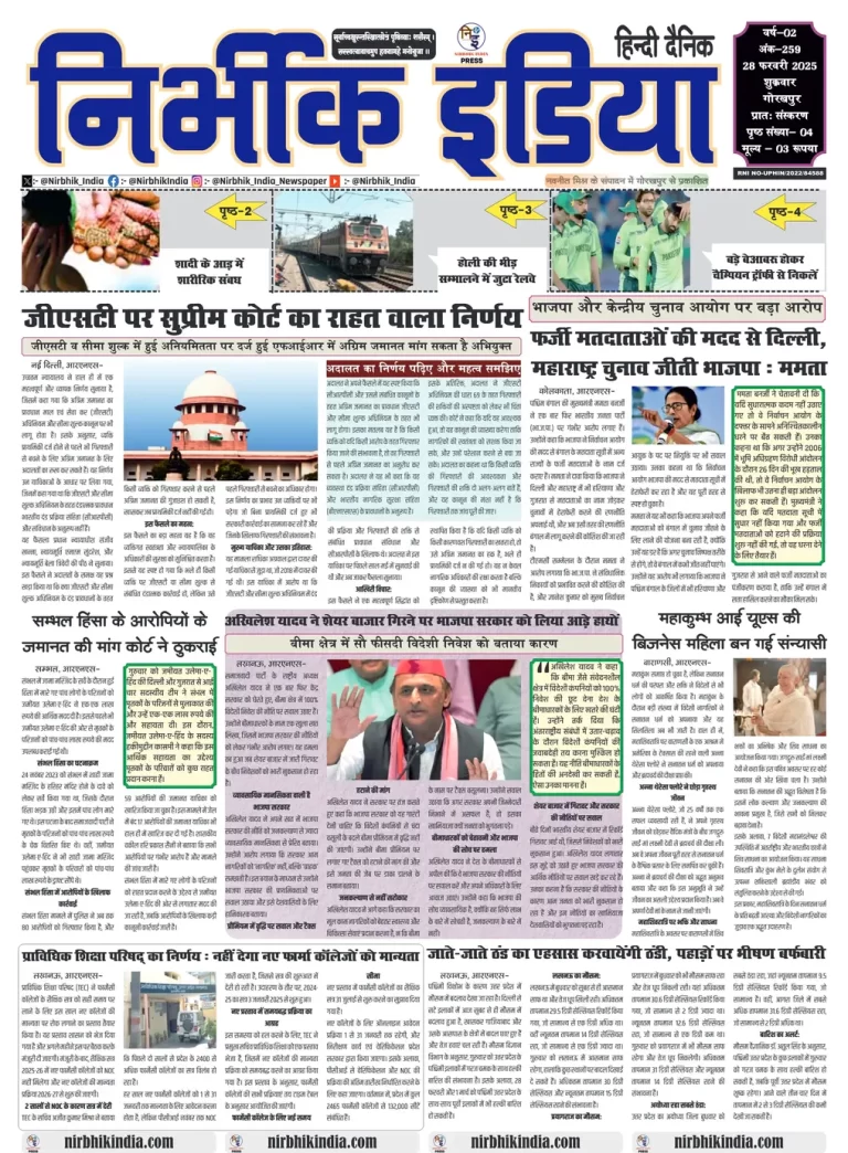 Nirbhik India Gorakhpur Newspaper