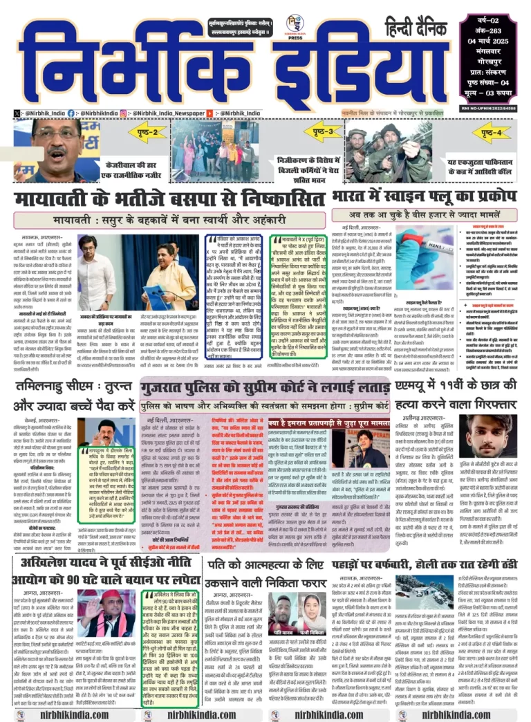 Nirbhik India Gorakhpur Newspaper