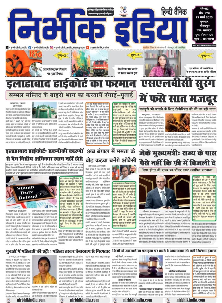 Nirbhik India Gorakhpur Newspaper