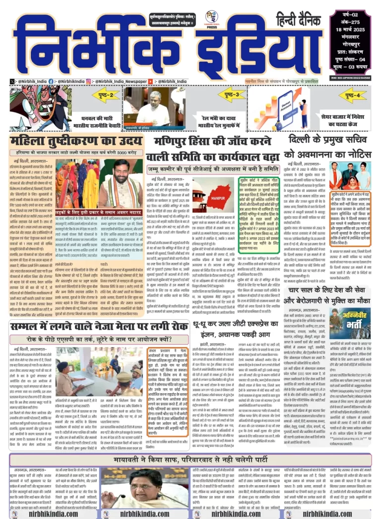 Nirbhik India Gorakhpur Newspaper