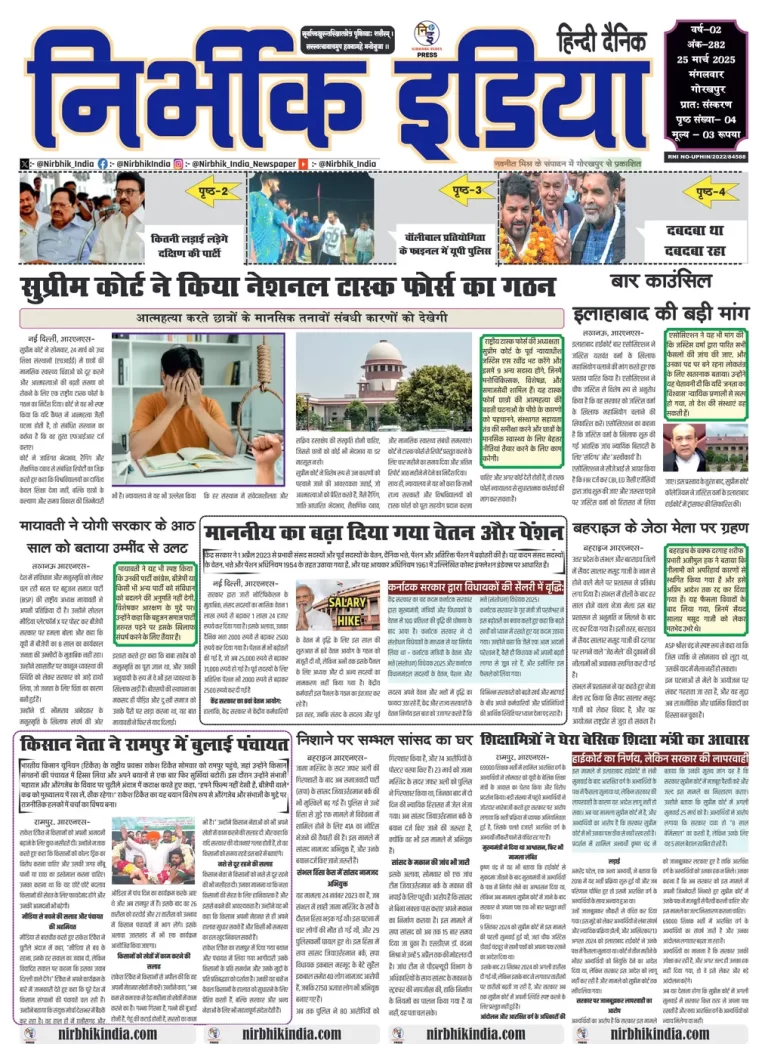 Nirbhik India Gorakhpur Newspaper