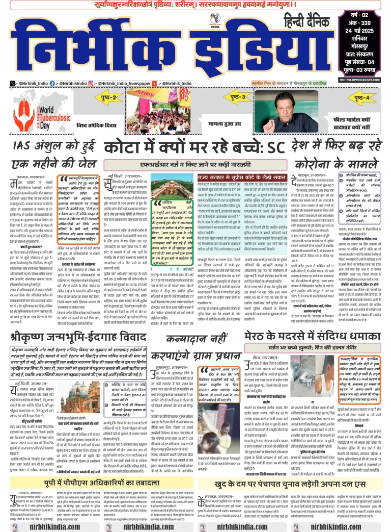 Nirbhik india Gorakhpur Hindi danik