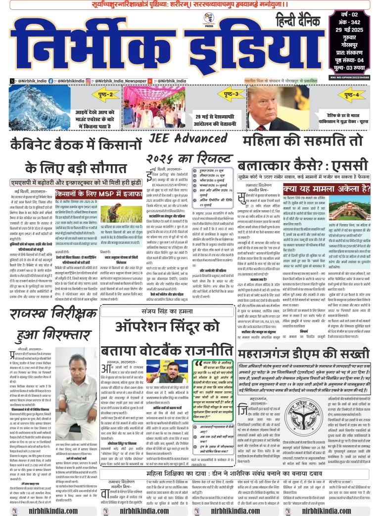 Nirbhik india Gorakhpur Hindi danik