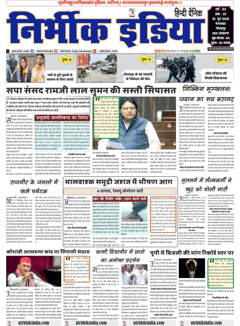 Nirbhik india Gorakhpur Hindi danik