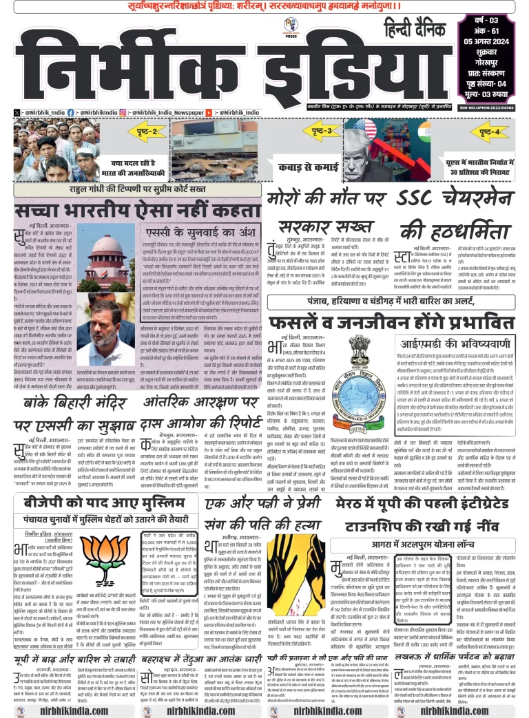 Nirbhik india Gorakhpur Hindi Danik