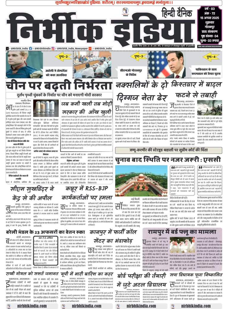 Nirbhik india Gorakhpur Hindi Danik