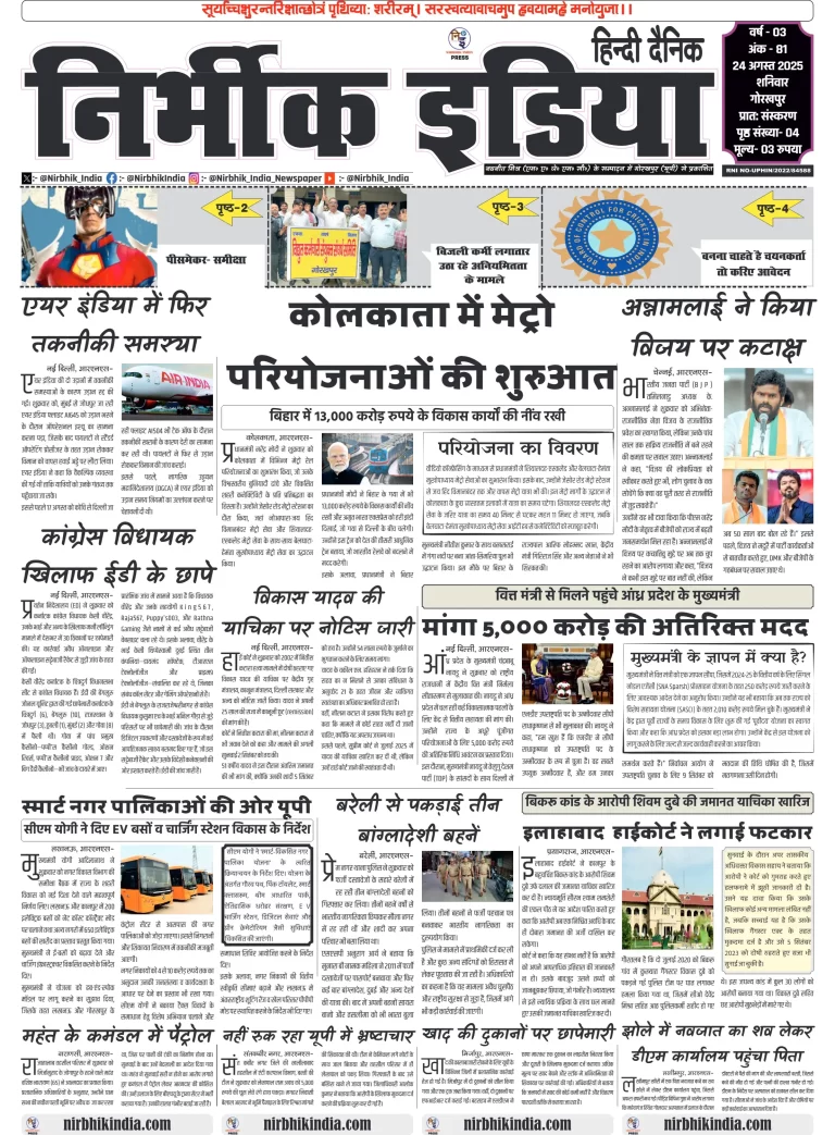 Nirbhik india Gorakhpur Hindi Danik