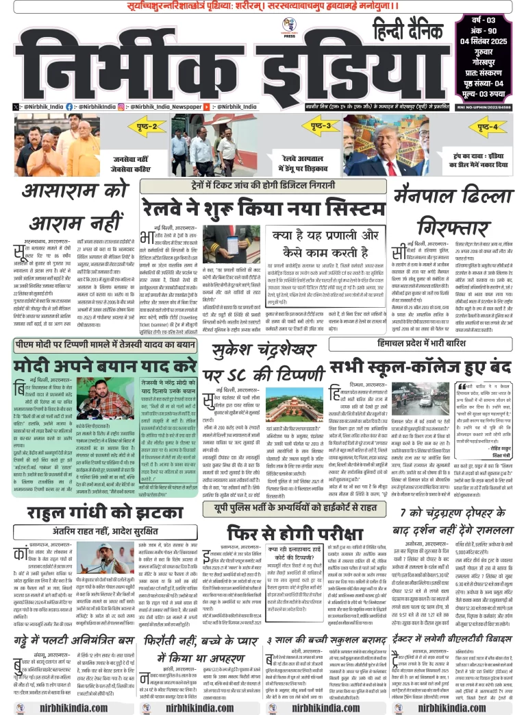 Nirbhik india Gorakhpur Hindi Danik