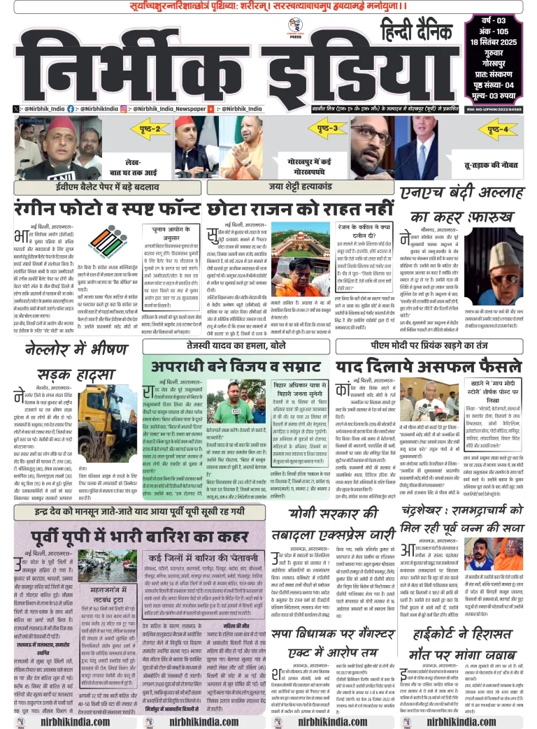 Nirbhik india Gorakhpur Hindi Danik