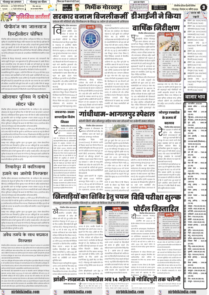 gorakhpur epaper 14 April 2026 nirbhik india Regional & Infrastructure - Update on the intensifying conflict between the government and electricity department workers