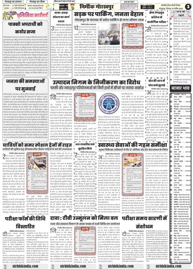 gorakhpur epaper 23 April 2026 nirbhik india National & Regional News - Report on ESIC hospital inauguration in Kathua and local developmental updates