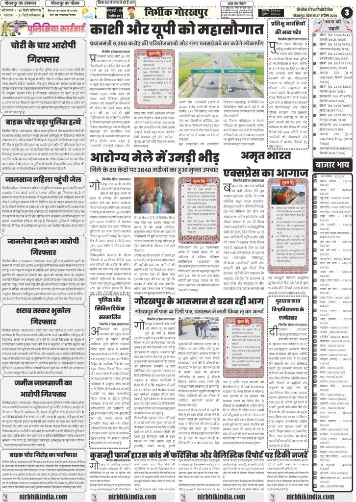 gorakhpur epaper 27 April 2026 nirbhik india Regional & Politics - Coverage of TVK chief Vijay's directives for election counting and local news