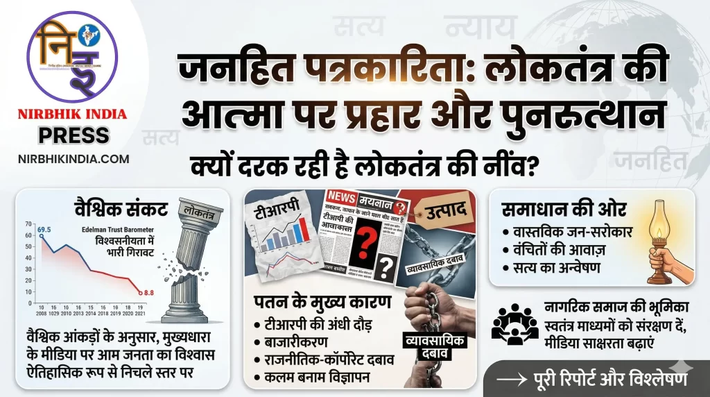जनहित पत्रकारिता (Public Interest Journalism): लोकतंत्र की आत्मा जनहित पत्रकारिता (Public Interest Journalism) के समक्ष तथ्य और वैश्विक आंकड़े