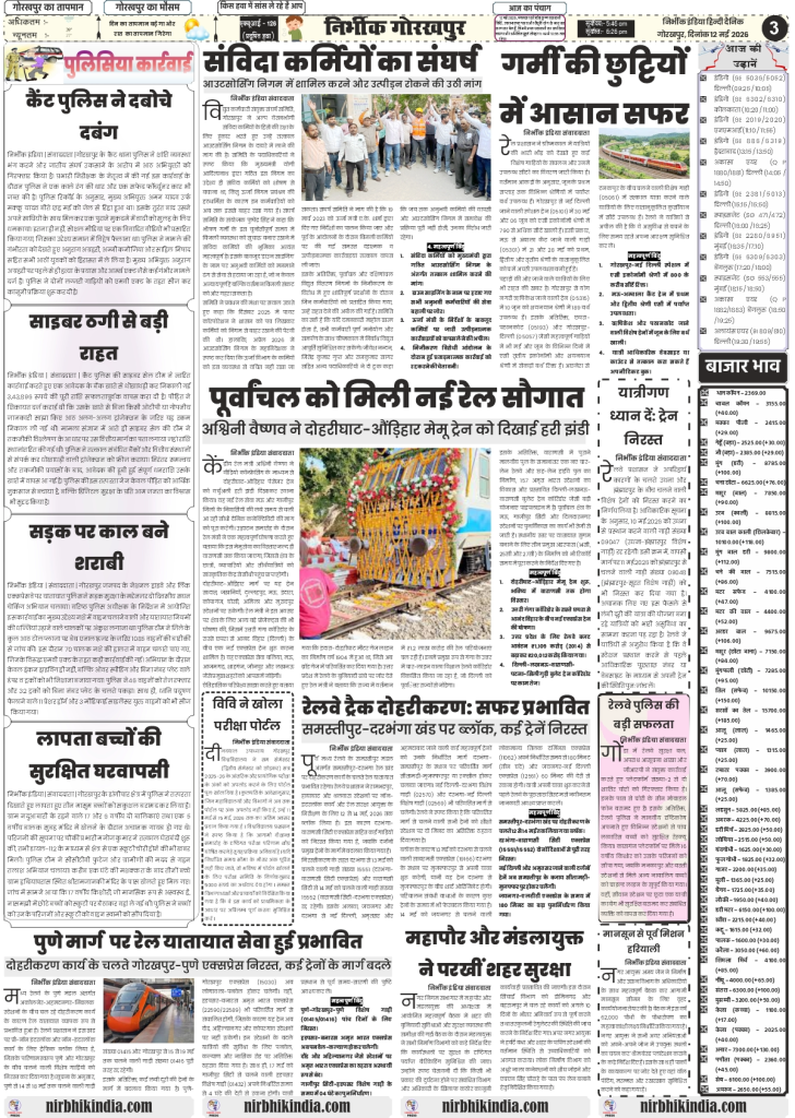 gorakhpur epaper Nirbhik India 12 may 2026 Regional & National - Barasat court proceedings and reports on rural development schemes and local administration