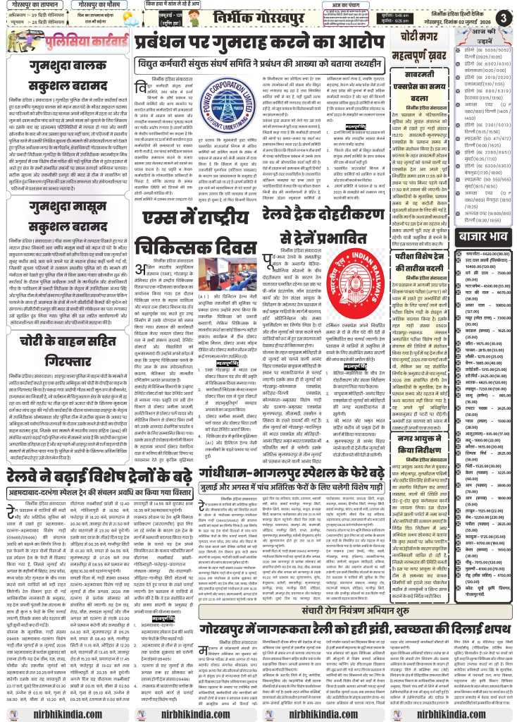 Nirbhik India gorakhpur epaper 01 july 2026 nirbhik-india-gorakhpur-02 july-2026 epaper-03